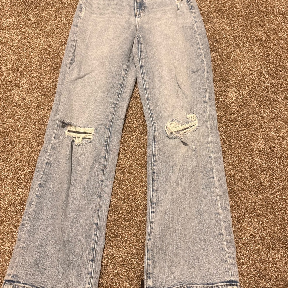 BKE Light Blue Distressed Flare Jeans